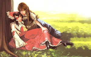 Hình nền anime đồng tính nữ Reimu và Marisa — Anime đồng tính nữ Hình nền