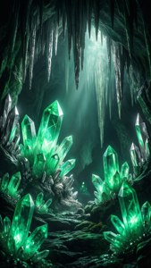 Những tinh thể xanh phát sáng trong hang Slytherin. — Thẩm mỹ slytherin Hình nền