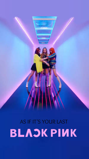 Các thành viên Blackpink với đèn neon và sàn xanh cho MV As If It's Your Last hình nền