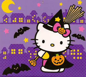 Hình nền Hello Kitty Halloween Phù Thủy Dễ Thương — Hello Kitty Halloween Hình nền