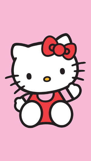 Hello Kitty màu hồng vẫy tay ngồi