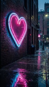Biển hiệu hình trái tim neon trên tường hẻm phố trong mưa. — Tình yêu thẩm mỹ GIF Hình nền