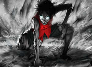hình ảnh đen trắng của một người đàn ông mặc áo đỏ — Luffy Hình nền