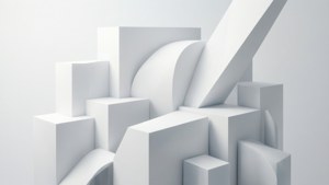 Một tác phẩm trừu tượng 3D hiện đại với các khối hình học trắng và gradient tinh tế. — Trắng tinh tế Hình nền