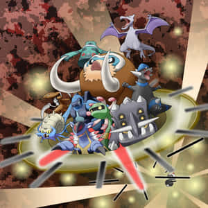 Hình minh họa Mamoswine cùng các Pokemon khác — Nintendo Hình nền