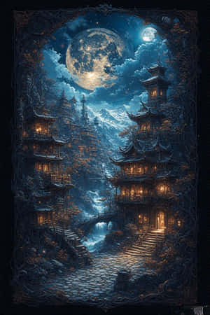 Tây Tạng, cảnh đêm, gothic, siêu thực, nghệ thuật số, hình nền, huyền bí — iPhone 4 Hình nền