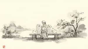 Yên bình,Thanh thản,Châu Á,Nền,Tối giản,Minh họa,Thiên nhiên,Thiên nhiên 4k,Yêu thiên nhiên,Cảnh thiên nhiên,Thiền,Phụ nữ,Chó,Nghệ thuật chó,Nghệ thuật,Phong cảnh,Tranh vẽ,Truyền thống — Chó Hình nền