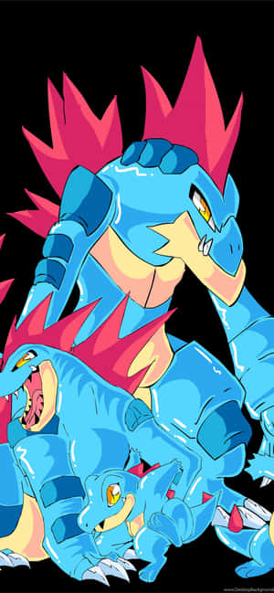 Hình nền Tiến hóa Totodile - Khoảnh khắc Totodile, Croconaw và Feraligatr trên nền đen