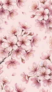 Hình nền thẩm mỹ nhẹ nhàng với hoa anh đào màu nước trên nền hồng. — Mềm mại thẩm mỹ Hình nền