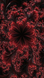 Họa tiết fractal thẩm mỹ tối màu với các hình dạng giống hoa hữu cơ màu đỏ đậm — Ảo giác tối Hình nền