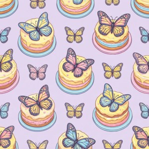 Họa tiết liền mạch của những chiếc bánh bướm với màu pastel dùng làm hình nền. — Pixel Watch 5 Hình nền