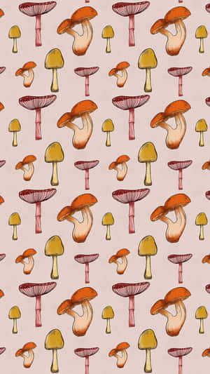 Họa tiết nấm cổ điển dễ thương phong cách hoa lá groovy