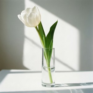 Một bố cục đơn giản, thanh lịch của một bông hoa tulip trắng trong nước, nhấn mạnh sự tinh khiết và tối giản. — Hoa đẹp Hình nền