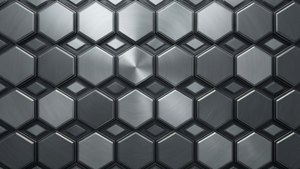 Hoa văn hình lục giác hình học màu xám kim loại — Xám aesthetic Hình nền