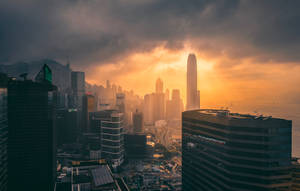 Hình nền hoàng hôn đường chân trời Hồng Kông.
