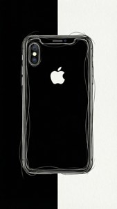 Bản vẽ đường nét tối giản của iPhone XR, đen trắng, hình nền nghệ thuật thanh lịch.