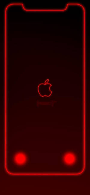 Logo Apple có viền màu đỏ neon trong hình nền iPhone XR — iPhone Xr Hình nền