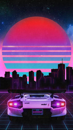 JDM Xe Hơi Thẩm Mỹ Với Hoàng Hôn Vaporwave — Jdm Thẩm mỹ Hình nền