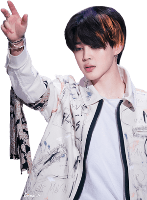 Jimin tạo dáng ký hiệu hòa bình
