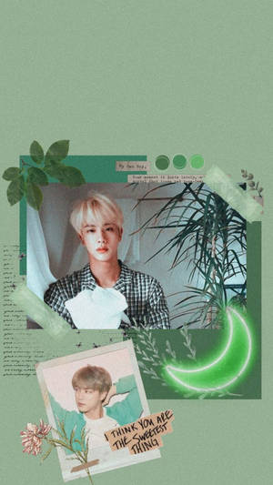 Jin BTS Xanh Thẩm Mỹ — Bts aesthetic Hình nền