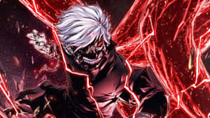 Kaneki Mặt Nạ Anime Nghệ Thuật Năng Lượng Đỏ — Tokyo ghoul GIF Hình nền
