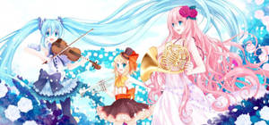 Kawaii Anime Vocaloid với Nhạc Cụ
