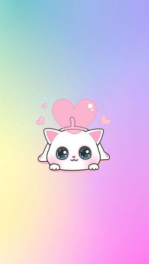Kawaii HD Mèo Trắng Dễ Thương — Mèo thẩm mỹ Hình nền