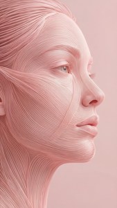 Một khuôn mặt trừu tượng tối giản với màu hồng nhạt, hiện đại và nghệ thuật. — Hồng pastel nhẹ Hình nền