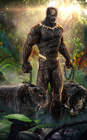 Hình nền Killmonger Và Hai Con Báo Đốm — Moto Pad 70 Groove Hình nền