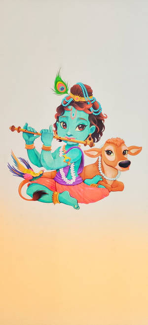 Krishna HD Cow Art — Pixel 11 Hình nền