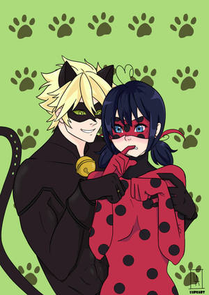 Hình nền in hình chó Ladybug và Cat Noir hôn nhau — Bọ rùa và mèo đen hôn nhau Hình nền