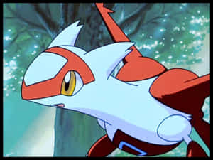 Latias với cây phía sau — Anime máy tính Hình nền