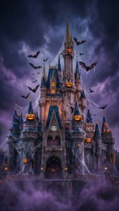 Lâu đài Cinderella của Disney được tái hiện như một lâu đài Halloween ma quái.