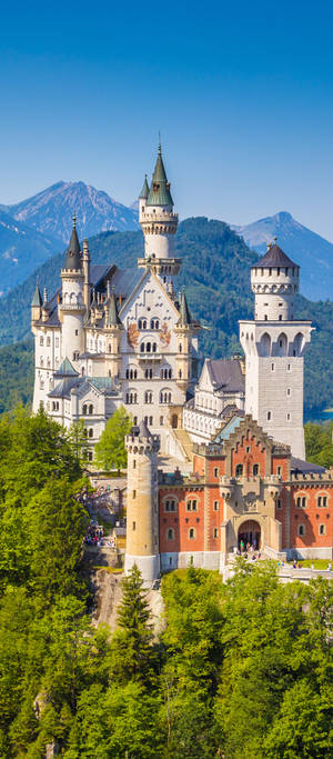 Lâu đài Neuschwanstein với núi non hùng vĩ — Pixel 11 Hình nền