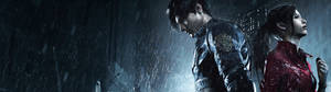 Hình nền HD màn hình kép Leon Scott Kennedy và Claire Redfield trong Resident Evil 2 Remake. — 3840x1080 Hình nền