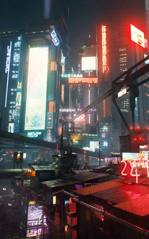 Lights In Night City In Cyberpunk For Android — Galaxy Tab Active5 Pro Hình nền