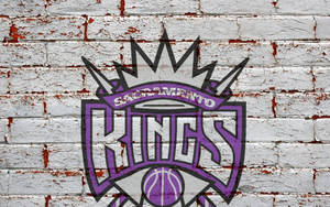 Hình nền Logo Sacramento Kings Trên Tường Gạch — Giảm bão hòa Hình nền