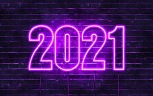 Lời chào mừng năm mới 2021 màu tím neon — Neon tím Hình nền