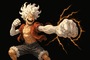 Luffy 4K, Luffy đen, Luffy, nền Luffy, trừu tượng đen, anime, nền anime, quái thú, trắng, Gears 5