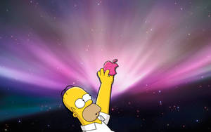 Hình nền Macbook Air Homer Simpson với logo Apple dạng bánh donut — MacBook Air Hình nền