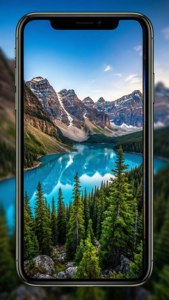 Cảnh thiên nhiên rực rỡ trên màn hình iPhone X làm hình nền.