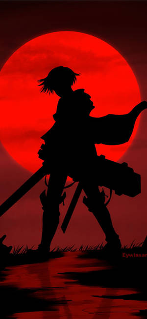 Mặt Trăng Đỏ Levi Silhouette Attack On Titan iPhone — Galaxy S25 FE Hình nền