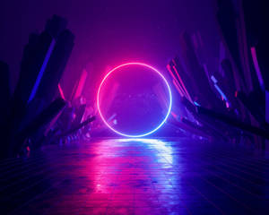 Hình nền Mặt Trăng Neon Khoa Học Viễn Tưởng
