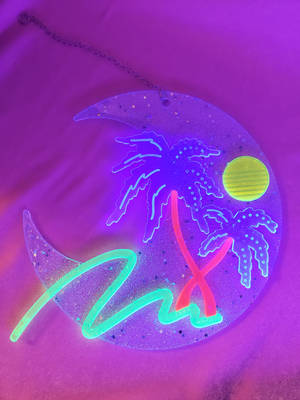 Hình nền Mặt Trăng Neon Phát Sáng