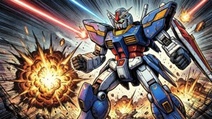 Một trận chiến mecha manga đầy kịch tính với những vụ nổ và tia laser. — Manga GIF Hình nền