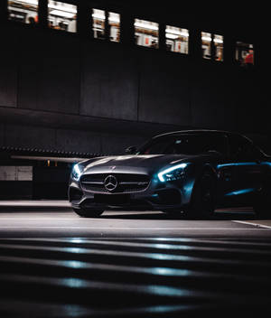 Hình nền Mercedes Benz phát sáng trong bóng tối — Galaxy Z Fold 6 Hình nền