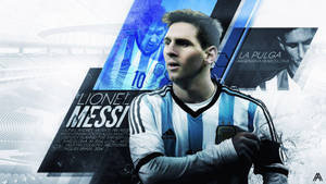 Hình nền nghệ thuật Lionel Messi La Pulga trên nền đồ họa xanh