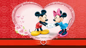 mickey và minnie mouse trong khung hình trái tim — Valentine dễ thương Hình nền