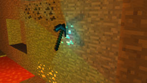 Hình nền HD Minecraft cuốc chin trên tường gạch
