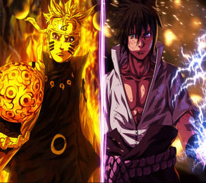 Chakra, jutsu và rasenshuriken của Naruto đối đầu với chidori và rinnegan của Sasuke.